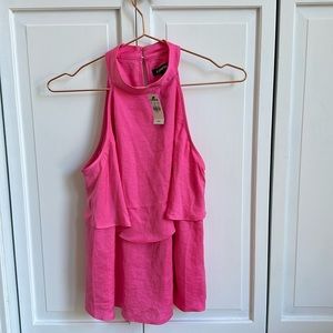 Express pink silky halter tank